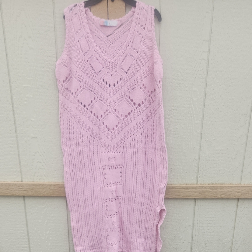 Free People Beach Santorini Crocheted Cotton Sweater Dress Boho Festival Medium